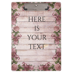 Beautiful Pink Roses on Wood Clipboard