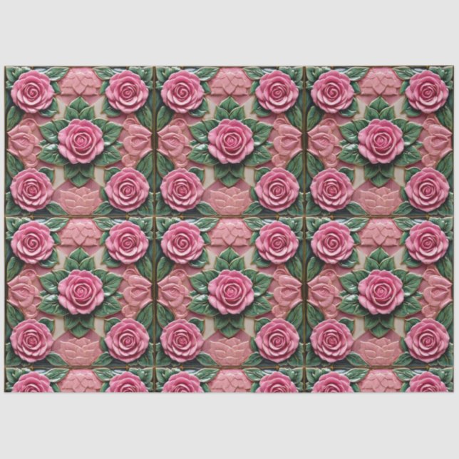 Beautiful Pink Roses Popular Collection Tissue Paper (Front)