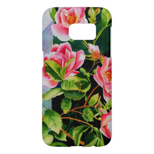 Beautiful pink roses red roses watercolor floral samsung galaxy s7 case