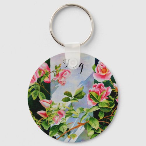Beautiful pink roses red roses watercolor floral keychain