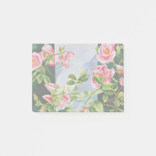 Beautiful pink roses red roses watercolor floral post_it notes