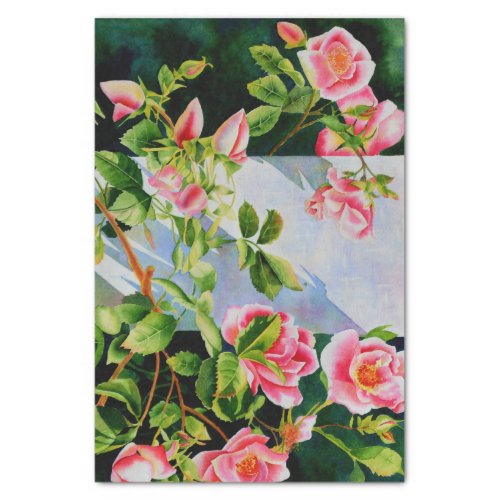 Beautiful pink roses red roses watercolor floral tissue paper
