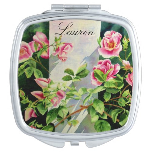 Beautiful pink roses red roses watercolor floral vanity mirror