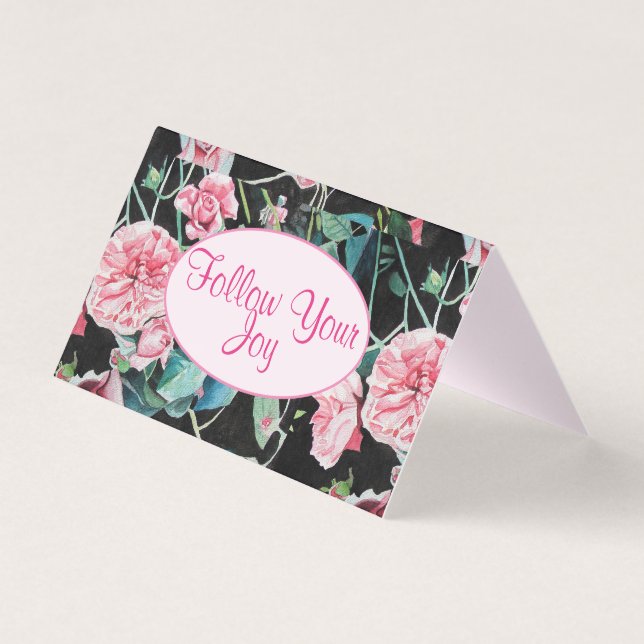 Beautiful Pink Roses Rose Follow Your Joy Card (Front)