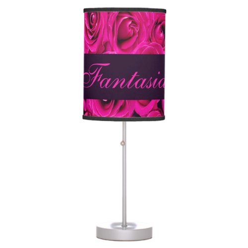Beautiful pink roses table lamp