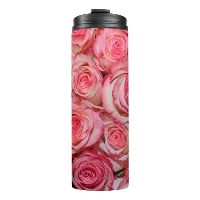 Beautiful pink roses thermal tumbler (Front)