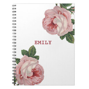 Beautiful Pink Roses White Notebook