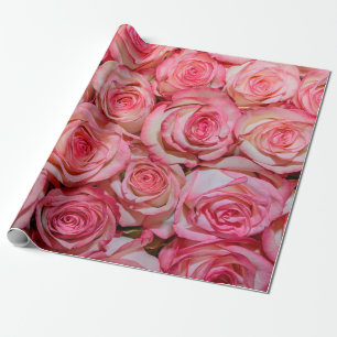 Beautiful pink roses wrapping paper