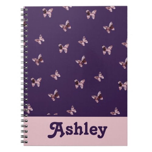 Beautiful Pink Satin Butterfly Pattern Animal Notebook