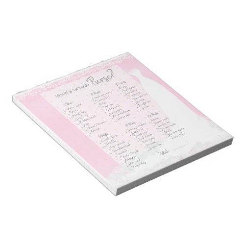 Beautiful Pink Satin Religious Bridal Shower Game Notepad