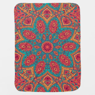 Beautiful Pink Teal Orange Zen Pattern Baby Blanket