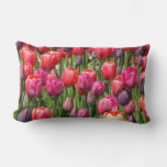 Beautiful Pink Tulip Garden Print Pillow. Lumbar Pillow at Zazzle