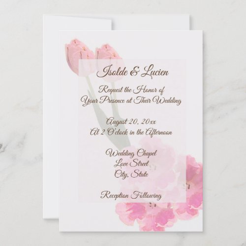 Beautiful Pink Tulips Wedding Invitation