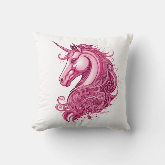 Beautiful pink unicorn throw pillow (Front)