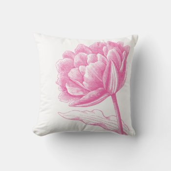 Beautiful Pink Vintage Floral Illustration Throw Pillow by heartlockedhome at Zazzle