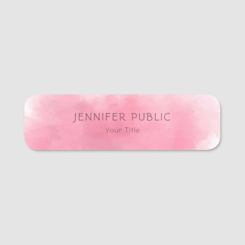 Beautiful Pink Watercolor Art Modern Template Chic Name Tag