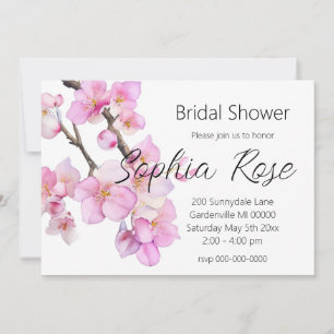 Beautiful pink watercolor cherry blossoms invitation