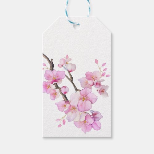 Beautiful pink watercolor cherry Sakura blossoms  Gift Tags