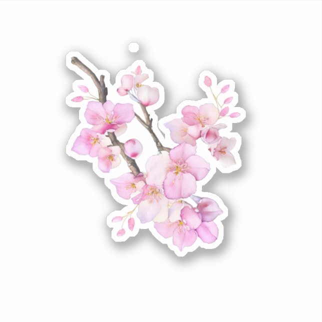 Beautiful pink watercolor cherry Sakura blossoms  Sticker (Front)