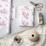 Beautiful pink watercolor cherry Sakura blossoms  Wrapping Paper<br><div class="desc">Beautiful pink watercolor cherry blossoms- Perfect for spring, summer, or fall events. Romantic pink blossom watercolor artwork for country, boho, garden, and floral theme occasions. To get started changing names and event details, click on "Personalize this template" and edit the wording in the template boxes. To access the more advanced...</div>
