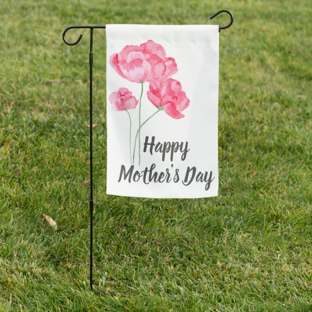  Beautiful  Pink Watercolor Floral Mothers Day Garden Flag (In SItu)