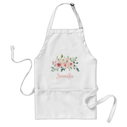 Beautiful pink watercolor flowers adult apron