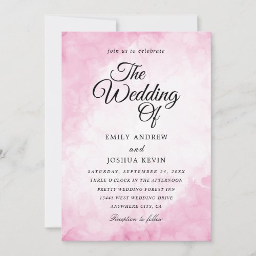 beautiful pink watercolor wedding invitations