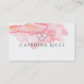 ★ Beautiful Pink Watercolour Heart Logo Business Card by laurapapers at Zazzle