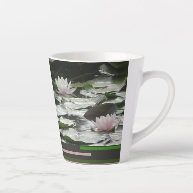 Beautiful Pink Waterlilies Design Latte Mug (Right)