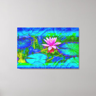 Beautiful Pink Waterlily Lotus in Pond Canvas Print