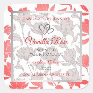 Beautiful Pink White Floral Pattern Product Labels