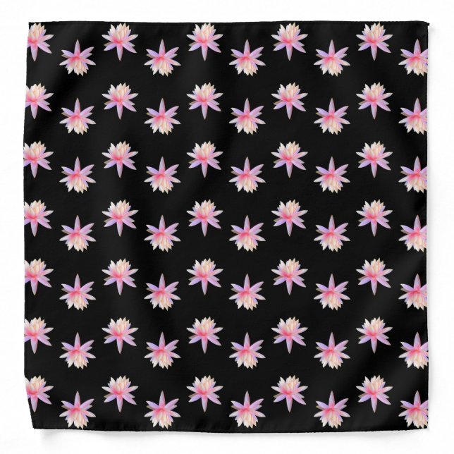 Beautiful Pink White Lotus Flower Pattern Bandana (Front)