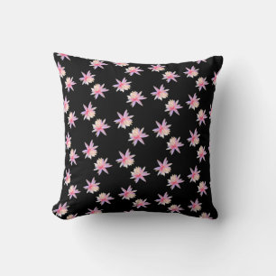 Beautiful Pink White Lotus Flower Pattern Throw Pillow