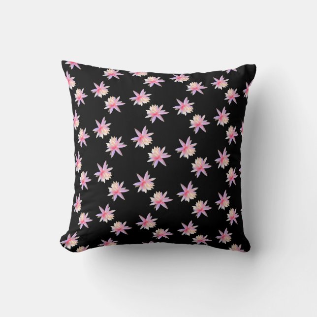 Beautiful Pink White Lotus Flower Pattern Throw Pillow (Front)