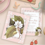 Beautiful Pink White Magnolia Formal Dinner Party Invitation