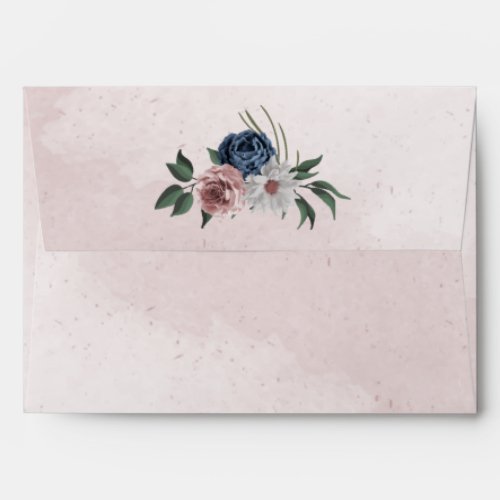 Beautiful pink white navy blue flower greenery envelope