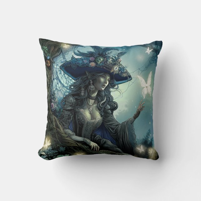 Beautiful Pirate Fairy Throw Pillow (Front)