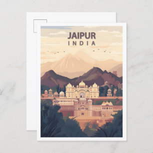 Beautiful Place Jaipur India Illustration Travel Postcard