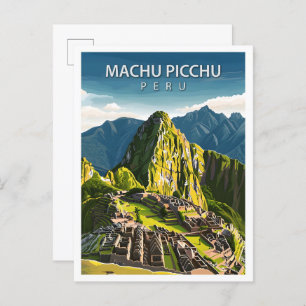Beautiful Place Machu Picchu Illustration Travel Postcard