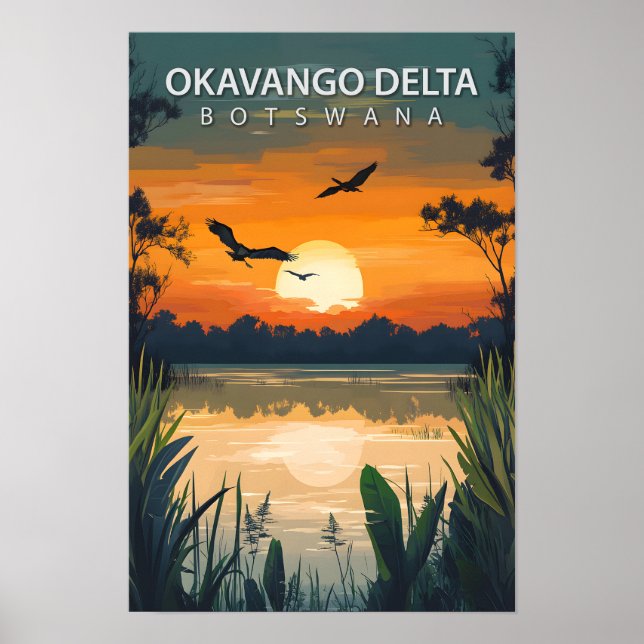 Beautiful Place Okavango Delta Botswana Travel Poster (Front)