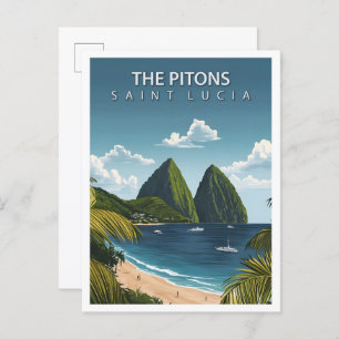 Beautiful Place the Pitons Saint Lucia Travel Postcard