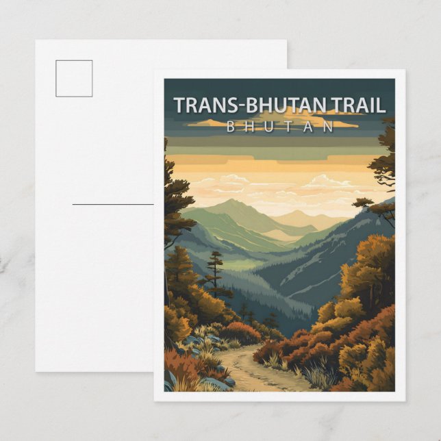 Beautiful Place Trans Bhutan Trail Bhutan Travel Postcard (Front/Back)