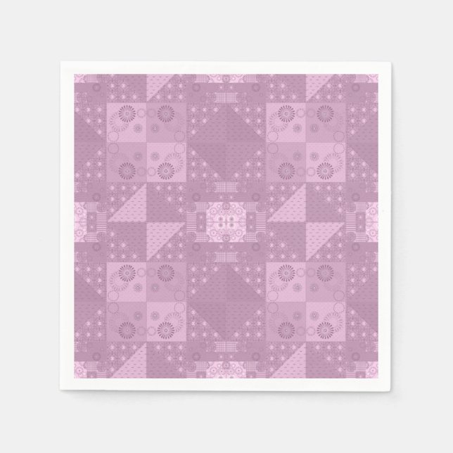 beautiful plain traditional lilac patchwork napkins (Front)