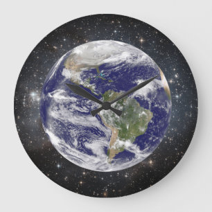 Beautiful Planet Earth and Stars in Space Large Clock