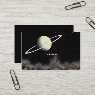 Beautiful planet standing in outer space. business card