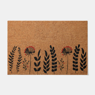 Beautiful Plant Floral Mat, Simple Basic Welcome  Doormat