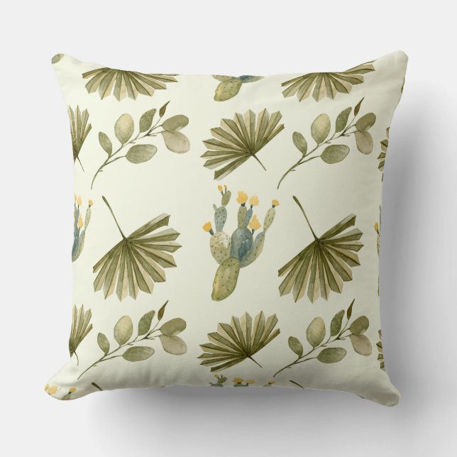 Beautiful Plants Pattern Throw Pillow (Front)