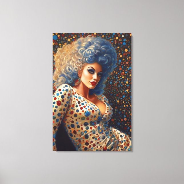 Beautiful Platinum Bombshell Drag Queen Portrait Canvas Print (Front)