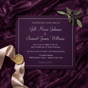 Beautiful Plum and Gray Wedding Invitation
