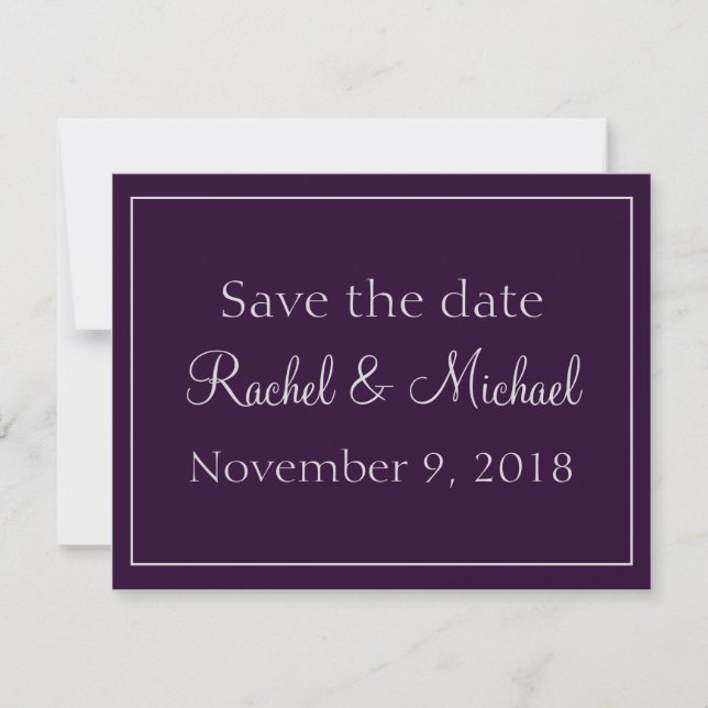 Beautiful Plum and Silver Save the Date (Front)